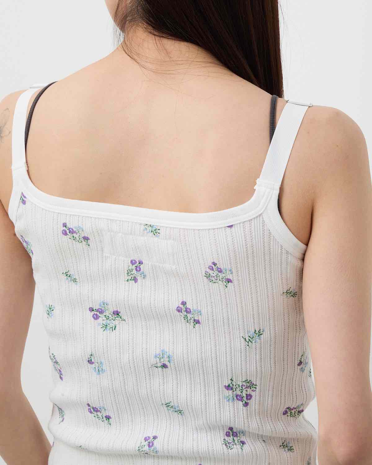 COTTON EYELET RIB FLOWER UP DOWN CAMISOLE