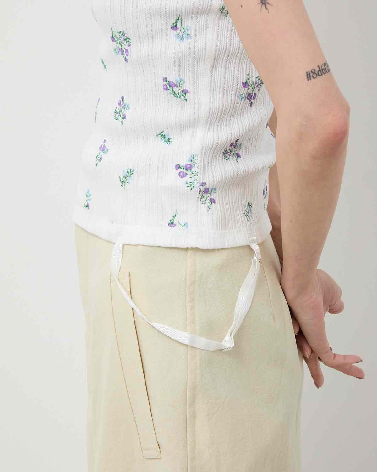 COTTON EYELET RIB FLOWER UP DOWN CAMISOLE