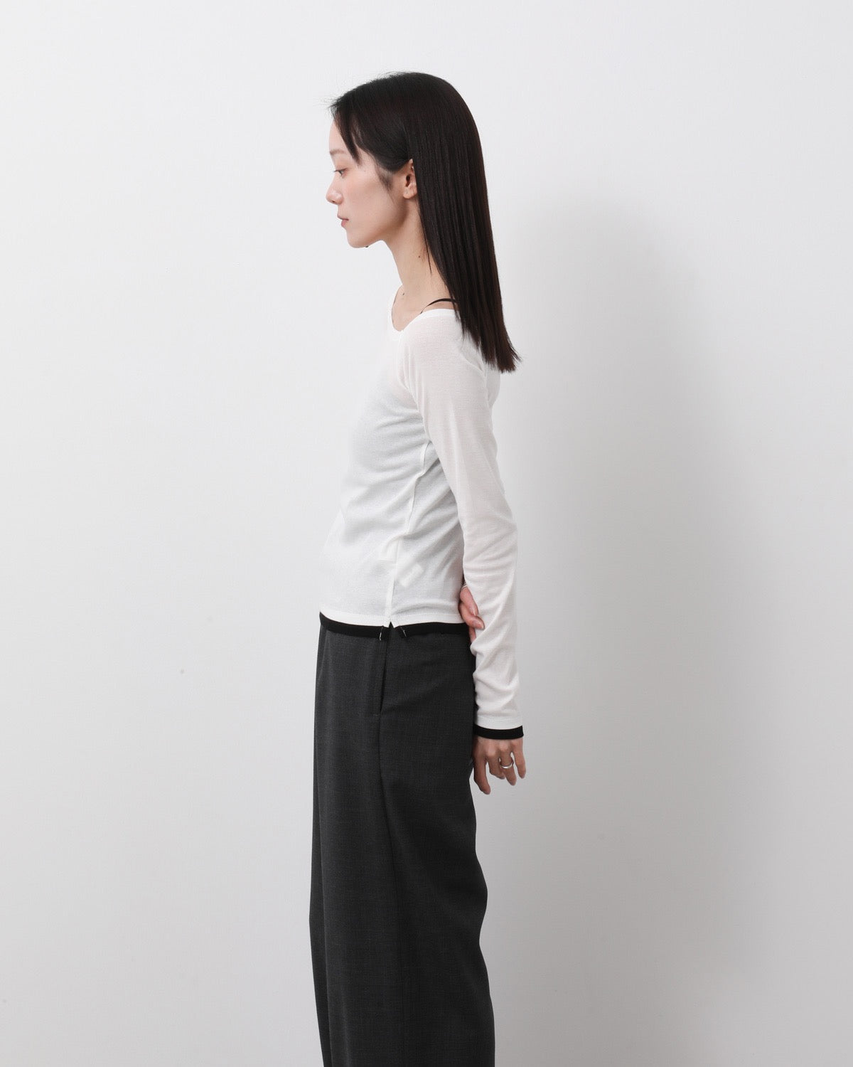 COTTON OFF SHOULDER LAYERED PULLOVER