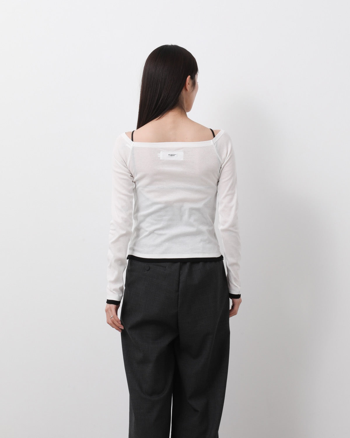 COTTON OFF SHOULDER LAYERED PULLOVER