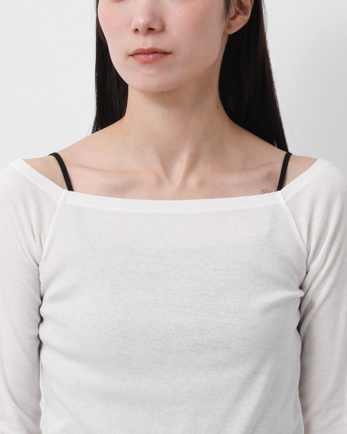COTTON OFF SHOULDER LAYERED PULLOVER