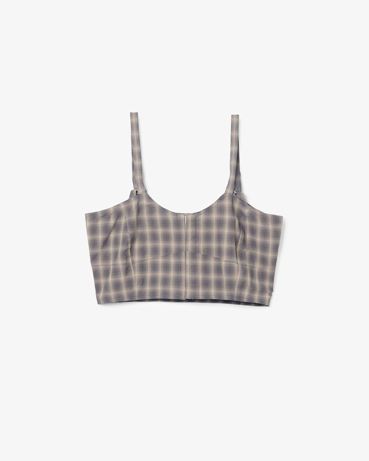 POLYESTER SHADOW CHECK BUSTIER TOPS
