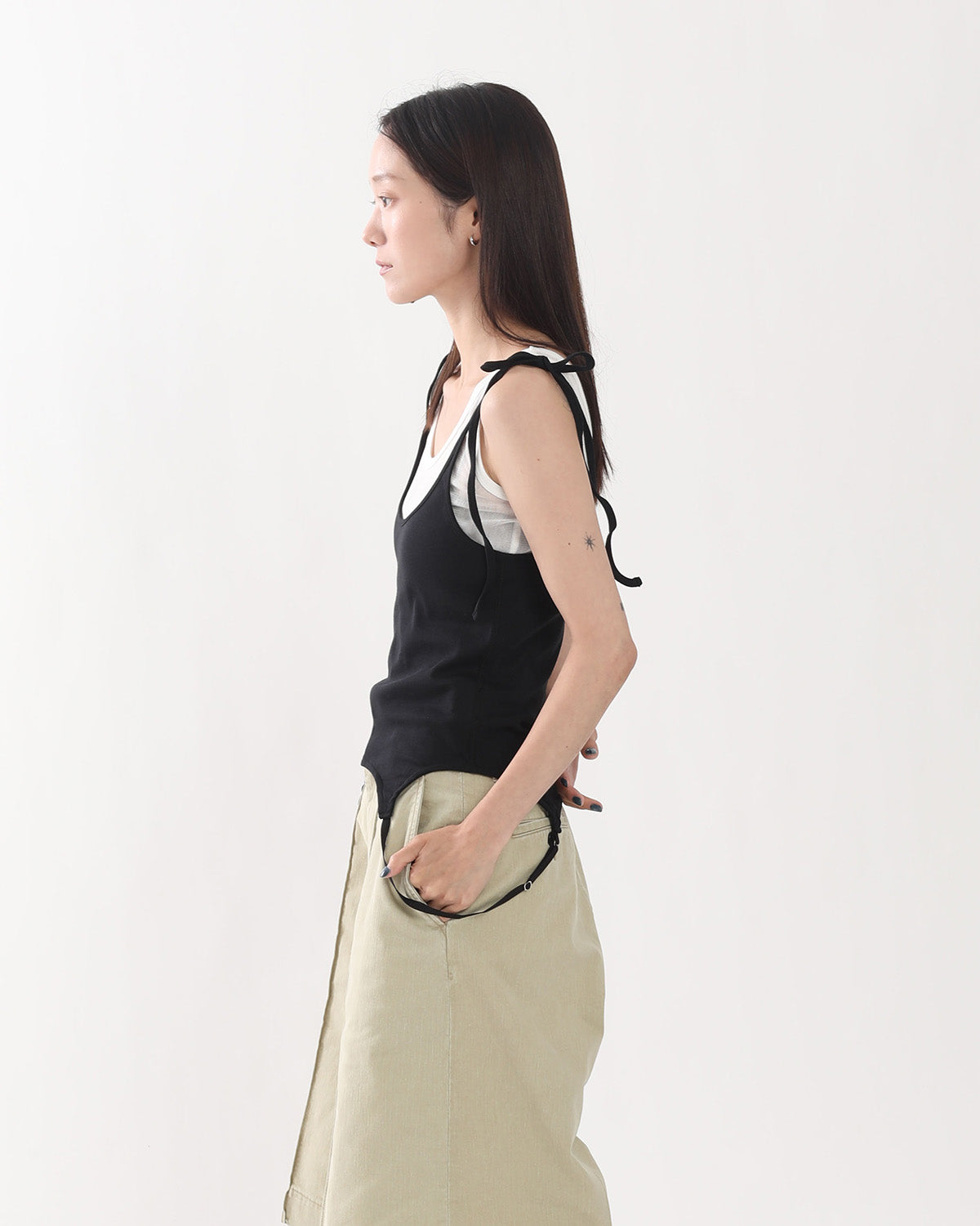 COTTON UP DOWN RIBBON CAMISOLE