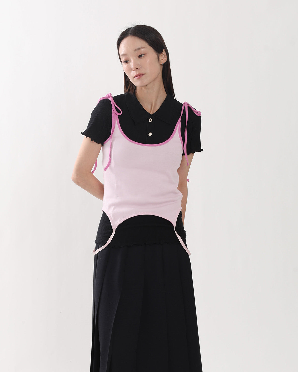 COTTON UP DOWN RIBBON CAMISOLE