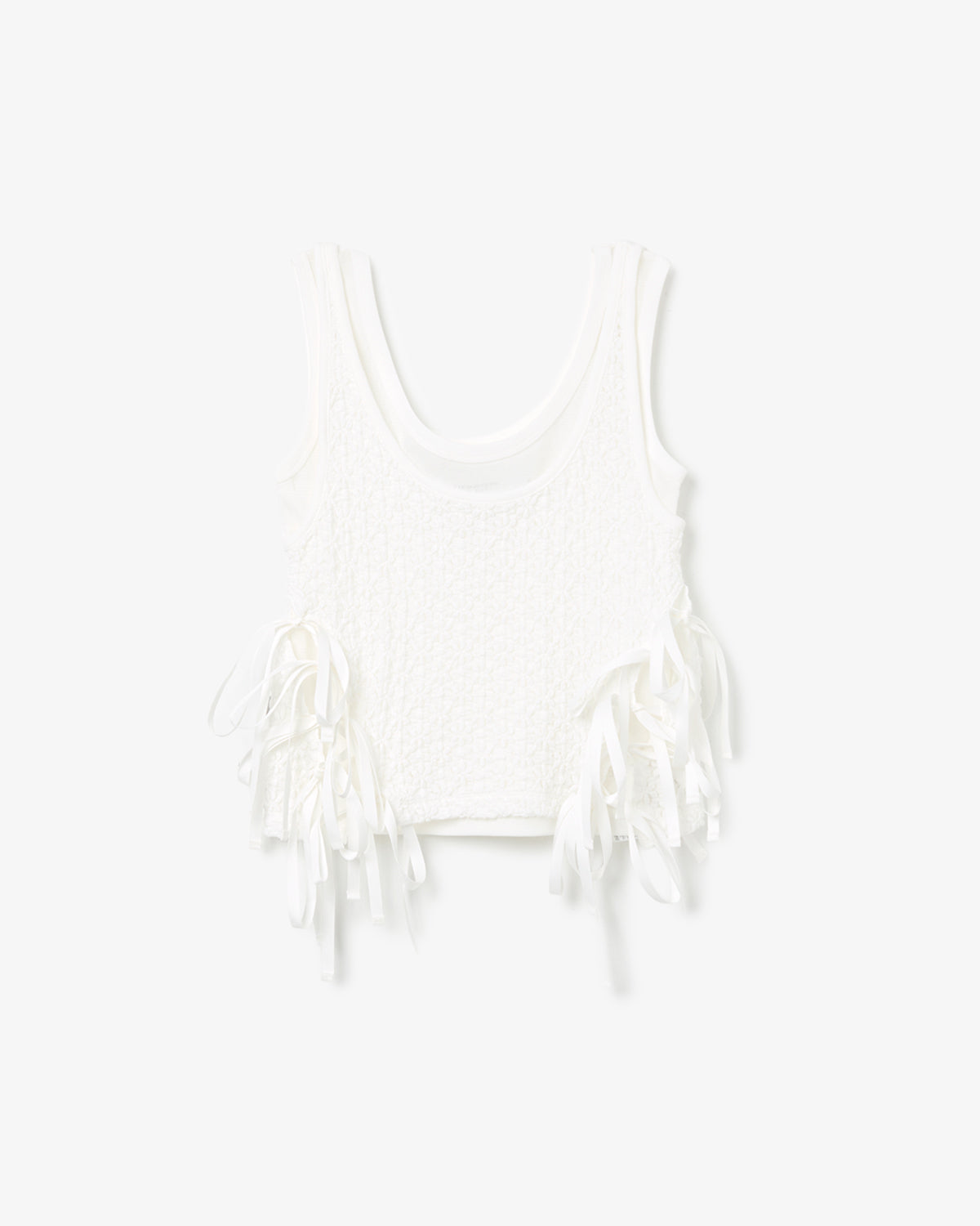 NYLON COTTON FLOWER LACE RIBBON LAYERED TANK TOP