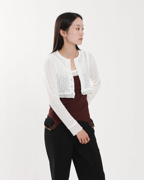 NYLON COTTON FLOWER LACE TULLE COMBI CARDIGAN – COVERCHORD