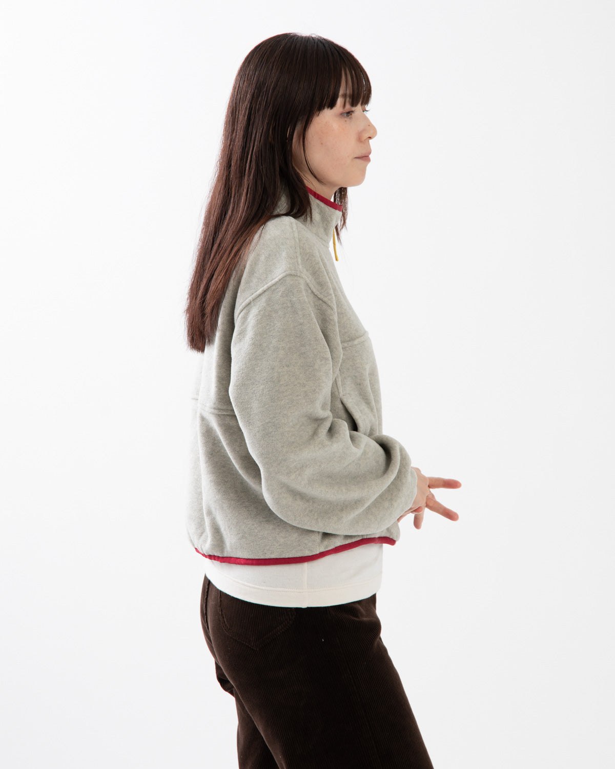 PIPING FLEECE HALF ZIP BLOUSON
