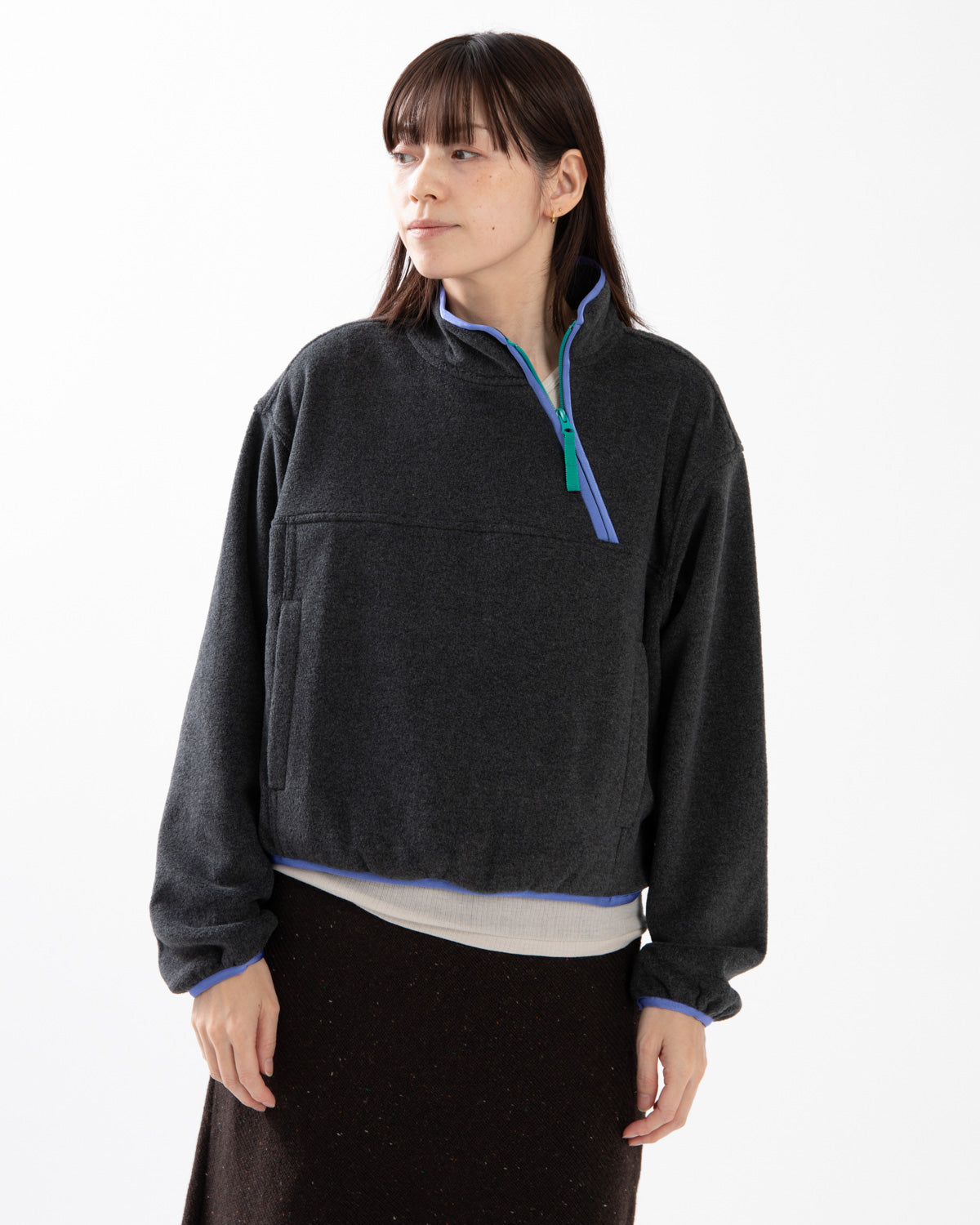 PIPING FLEECE HALF ZIP BLOUSON