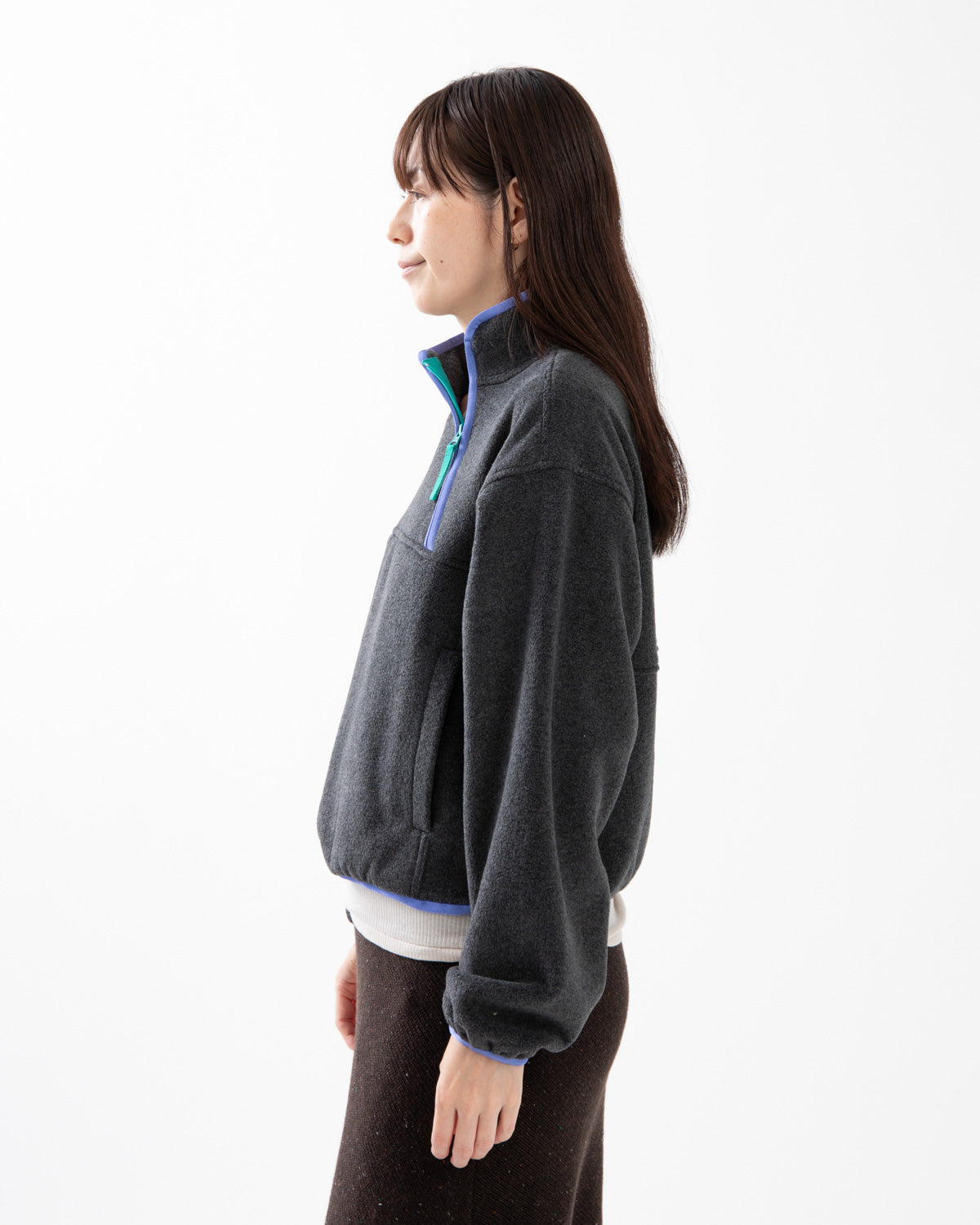 PIPING FLEECE HALF ZIP BLOUSON