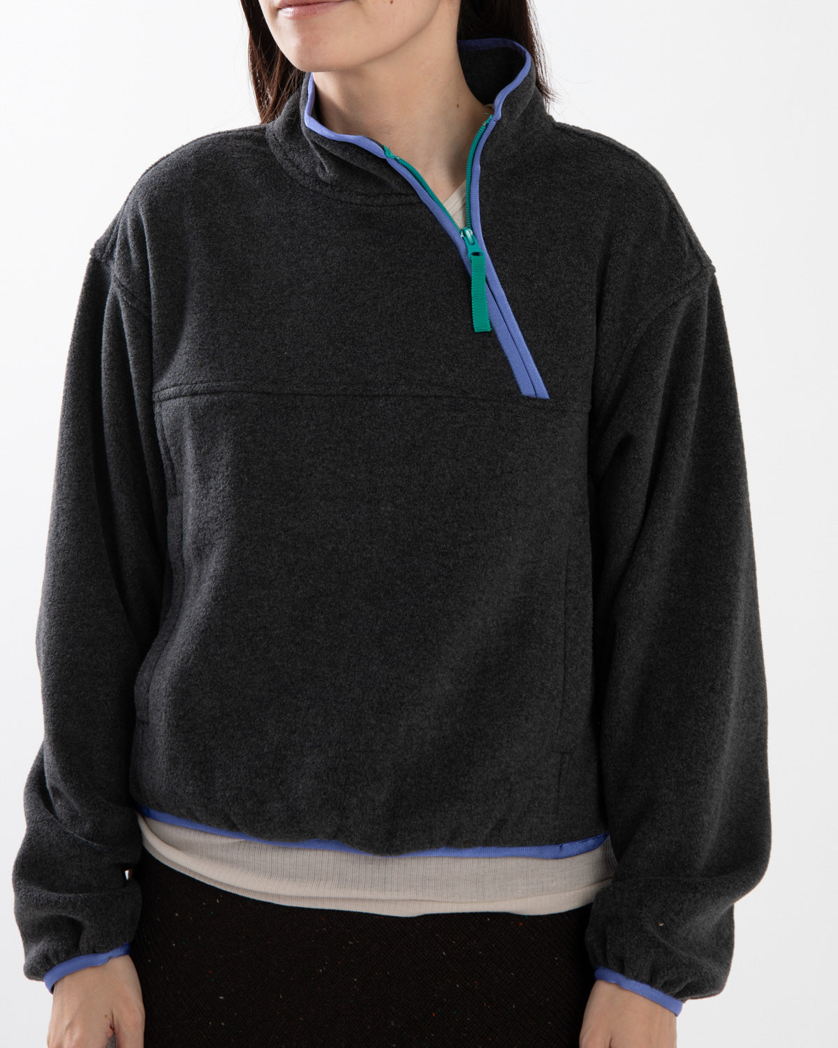 PIPING FLEECE HALF ZIP BLOUSON