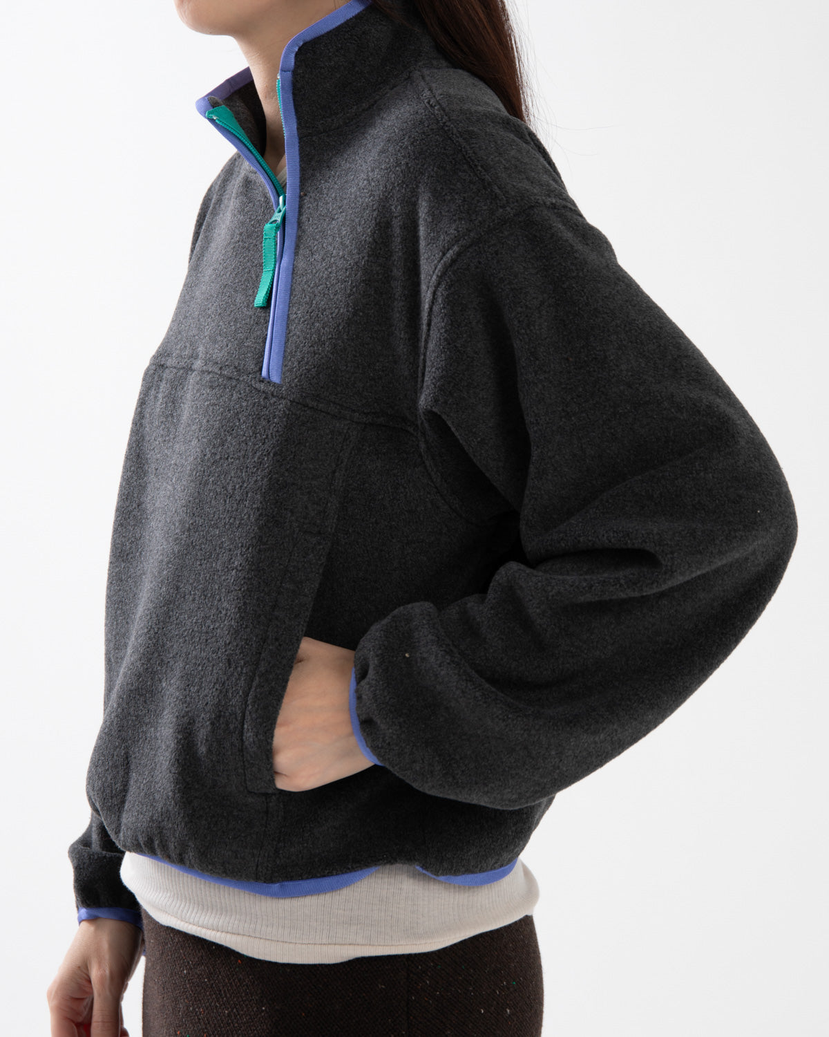 PIPING FLEECE HALF ZIP BLOUSON