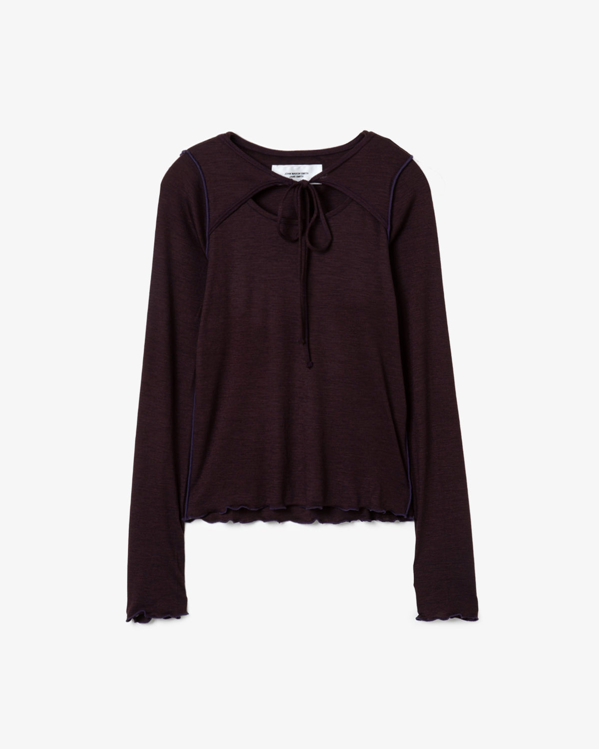 WOOL RIB FRONT STRING PULLOVER
