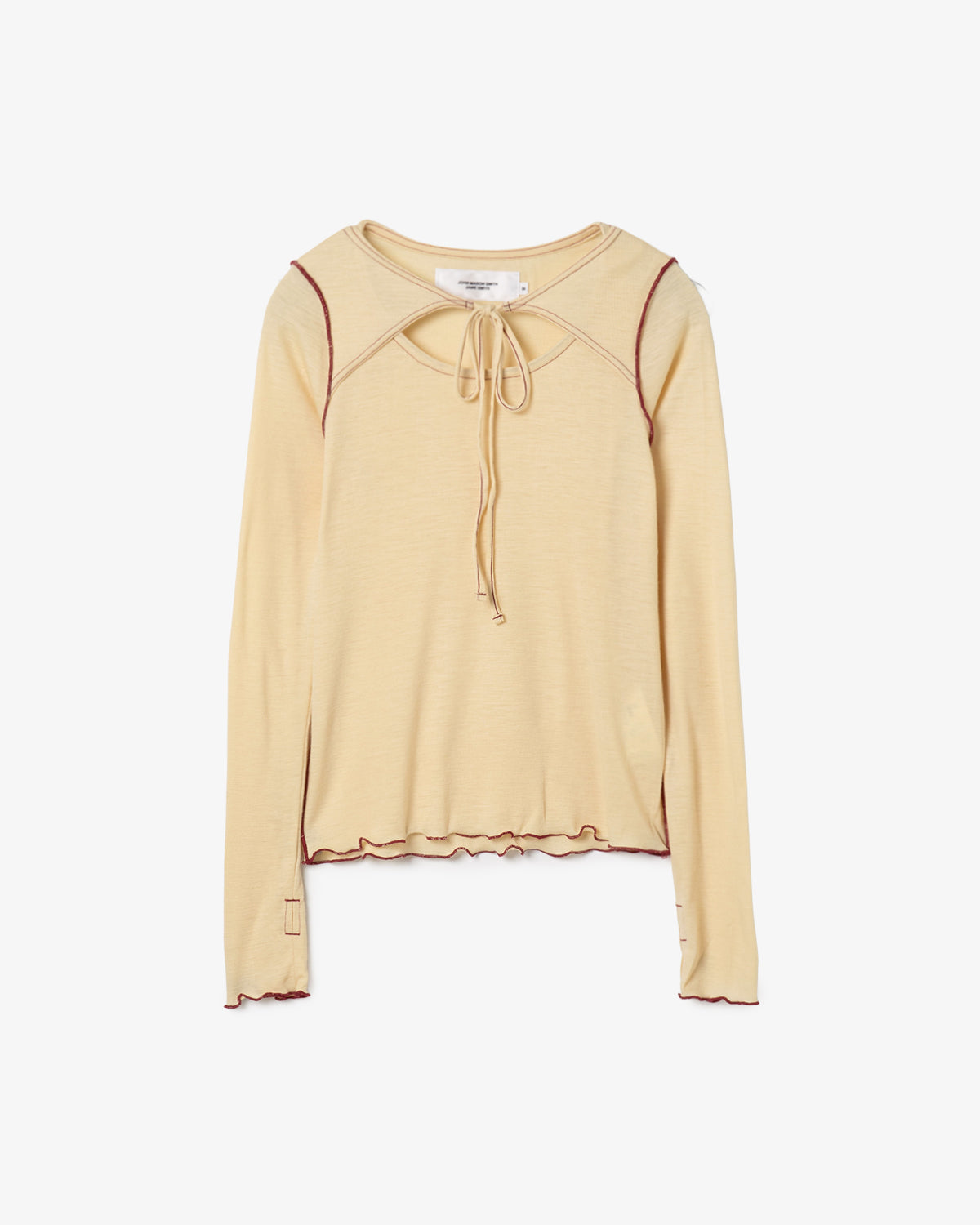 WOOL RIB FRONT STRING PULLOVER