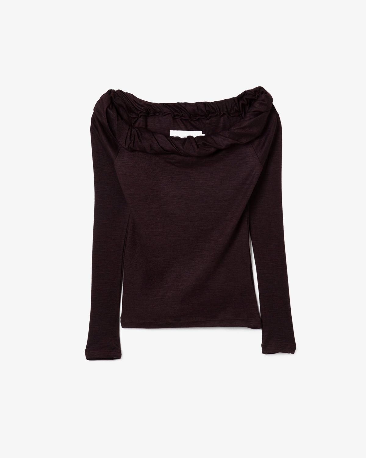 WOOL RIB TWISTED OFF SHOULDER PULLOVER