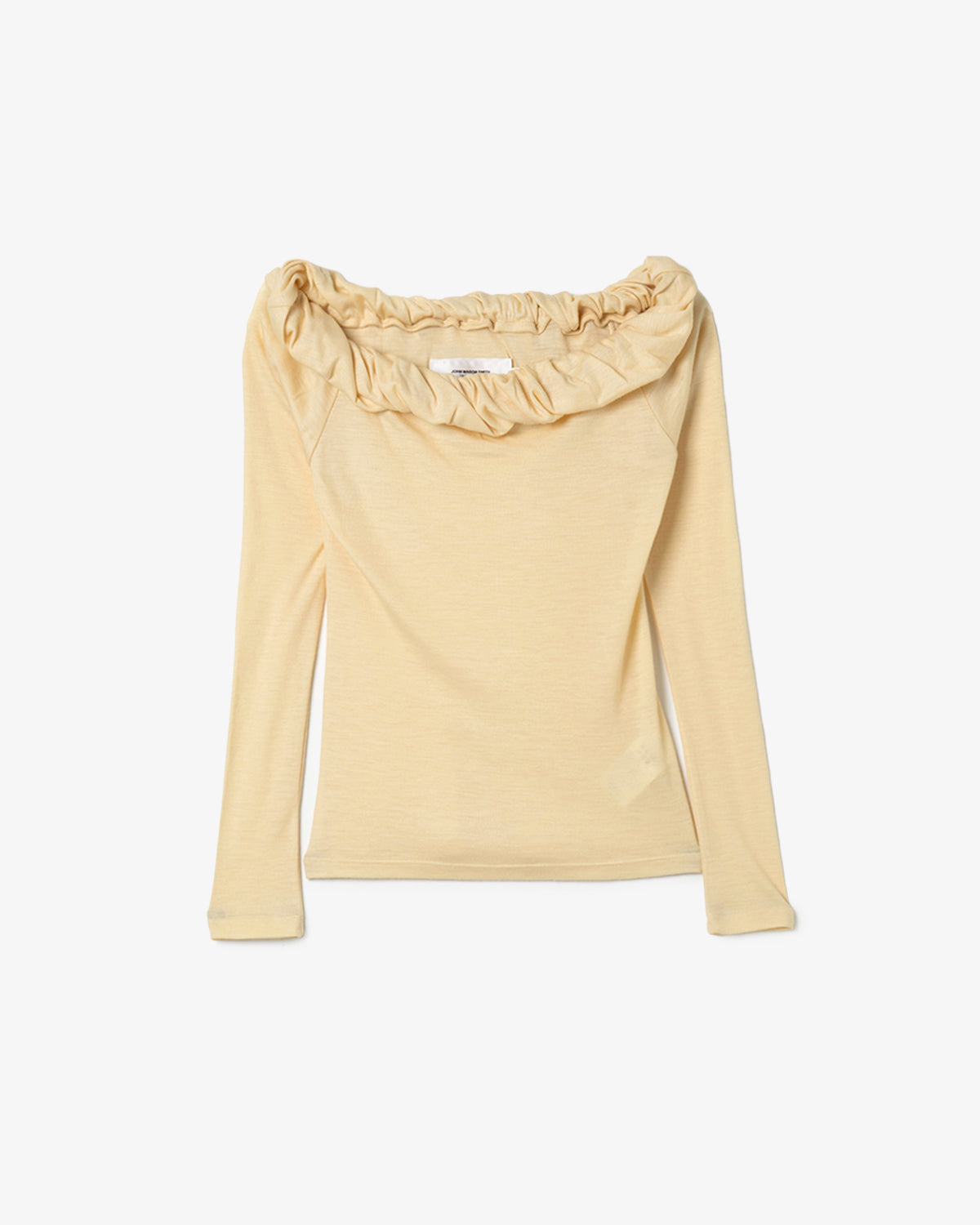 WOOL RIB TWISTED OFF SHOULDER PULLOVER