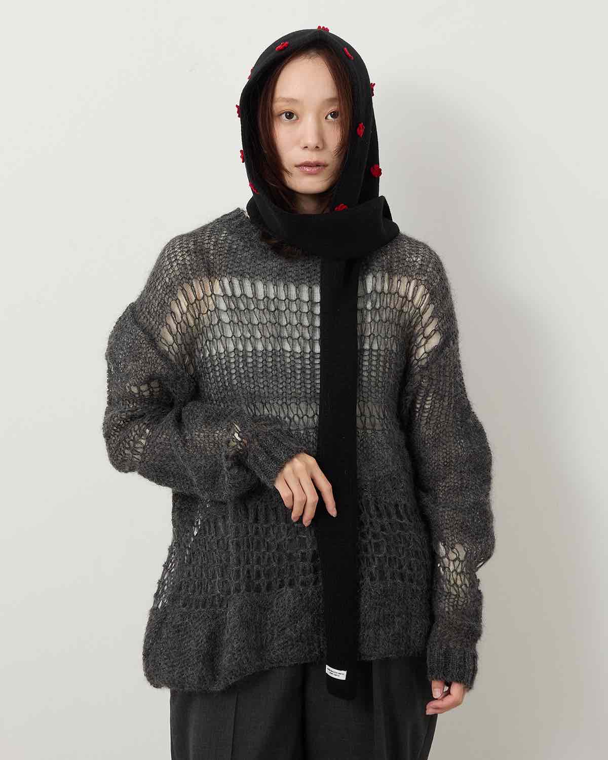 5G WOOL HOOD MUFFLER FLOWER