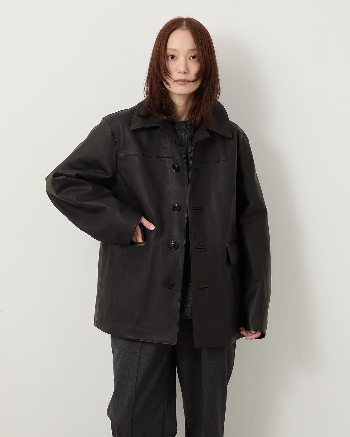 COW LEATHER CAR COAT