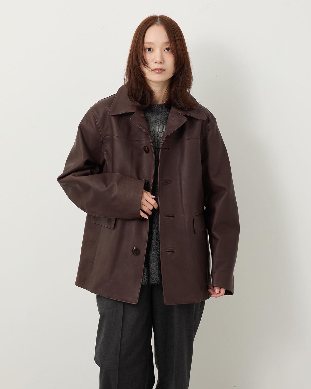 COW LEATHER CAR COAT