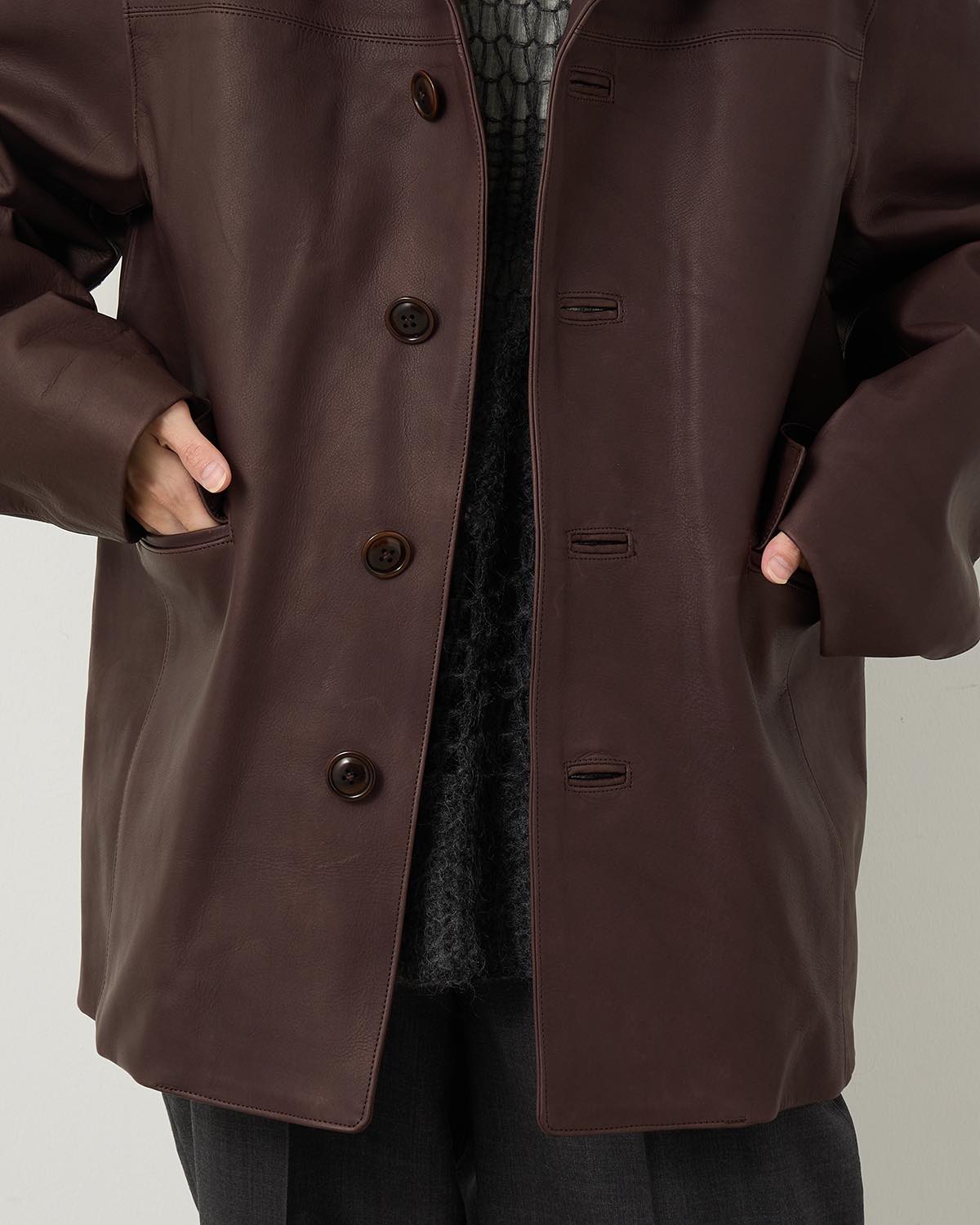 COW LEATHER CAR COAT