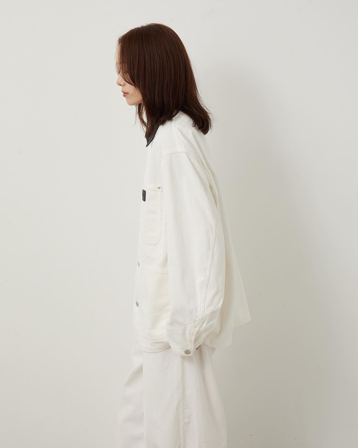 8W COTTON CORDUROY LEATHER COLLAR COVERALL