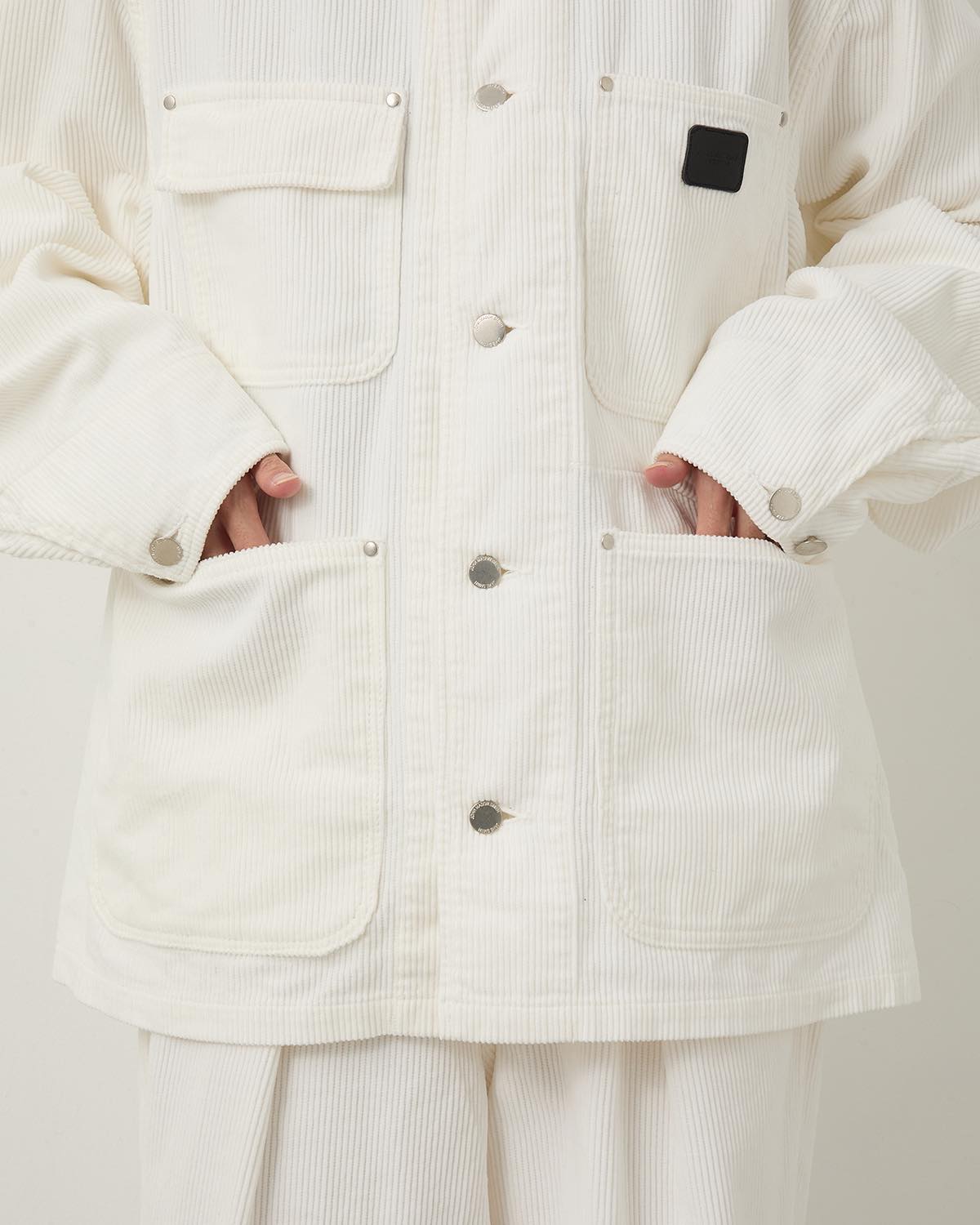 8W COTTON CORDUROY LEATHER COLLAR COVERALL