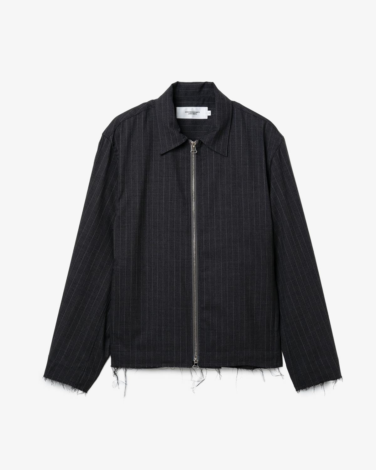 WASHABLE STRIPE WOOL TROPICAL ZIP BLOUSON