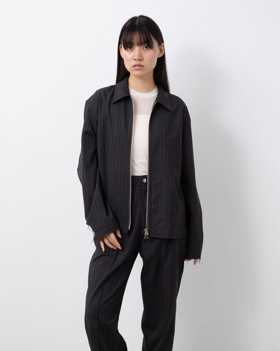 WASHABLE STRIPE WOOL TROPICAL ZIP BLOUSON – COVERCHORD