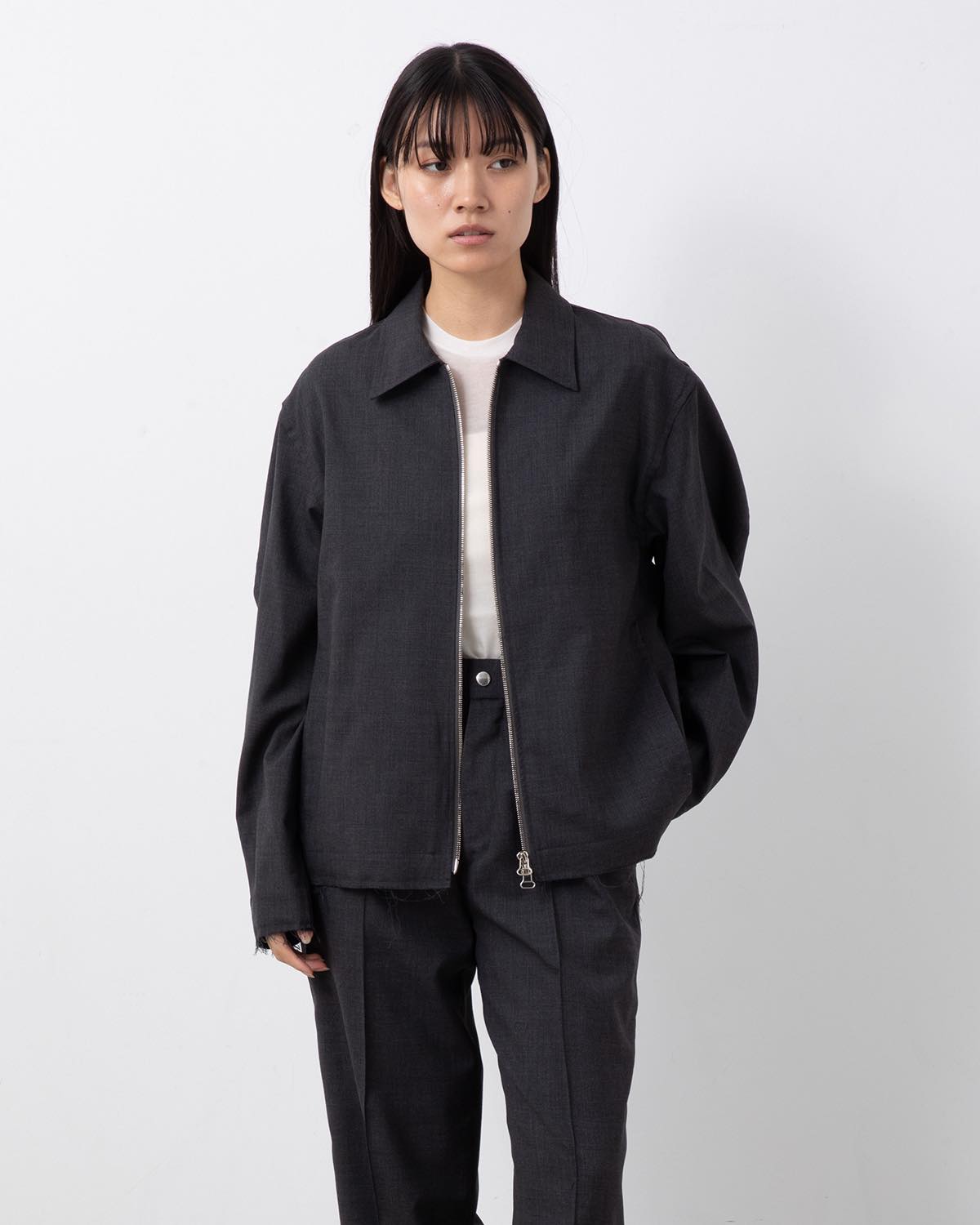 WASHABLE WOOL TROPICAL ZIP BLOUSON