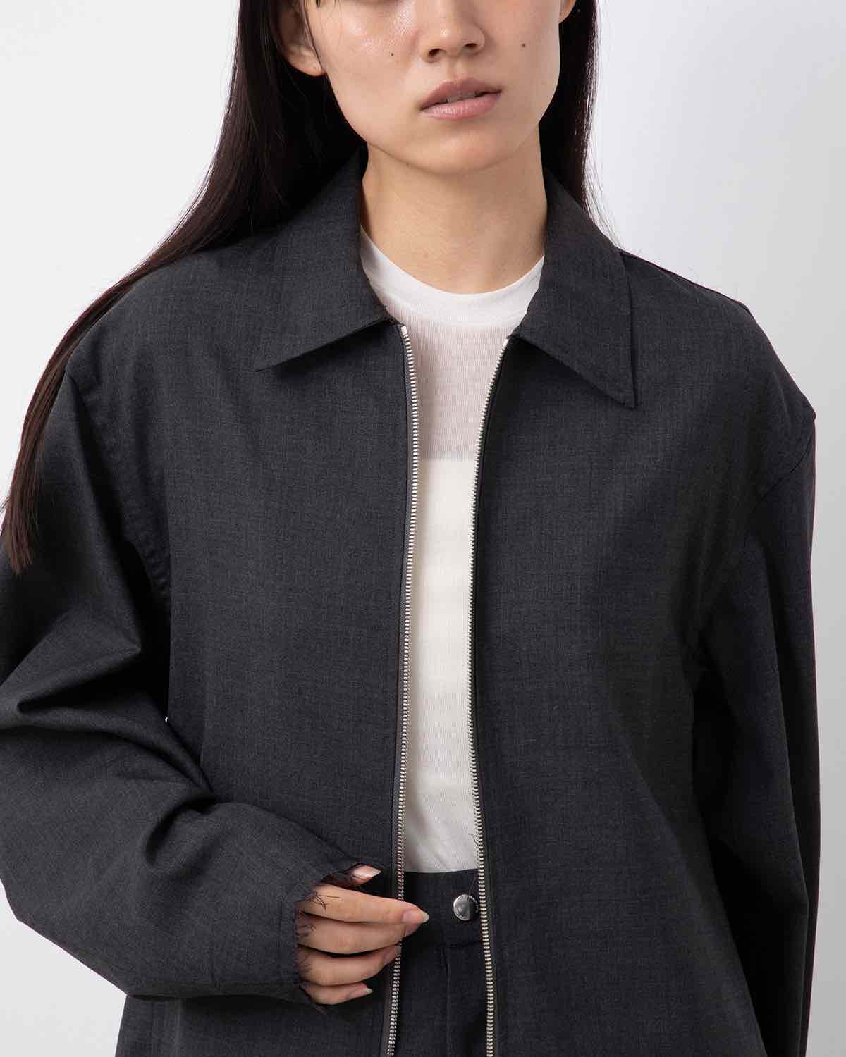 WASHABLE WOOL TROPICAL ZIP BLOUSON