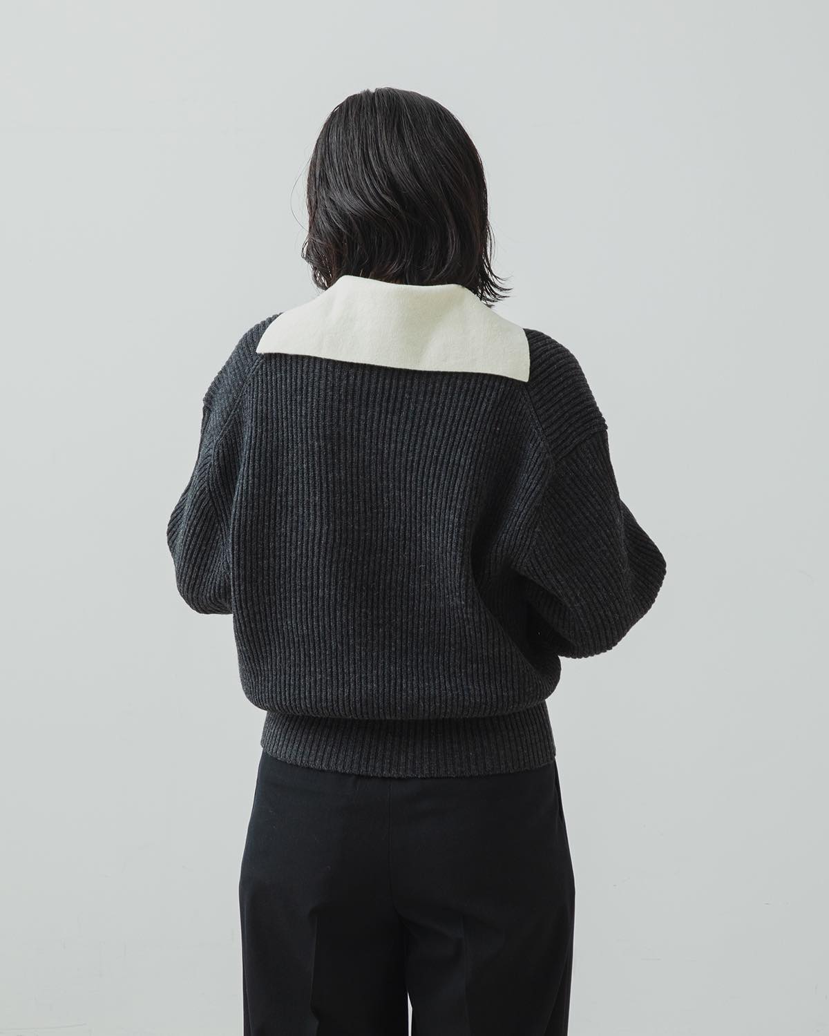 7G RIDGE KNITTING LAYERED PULLOVER