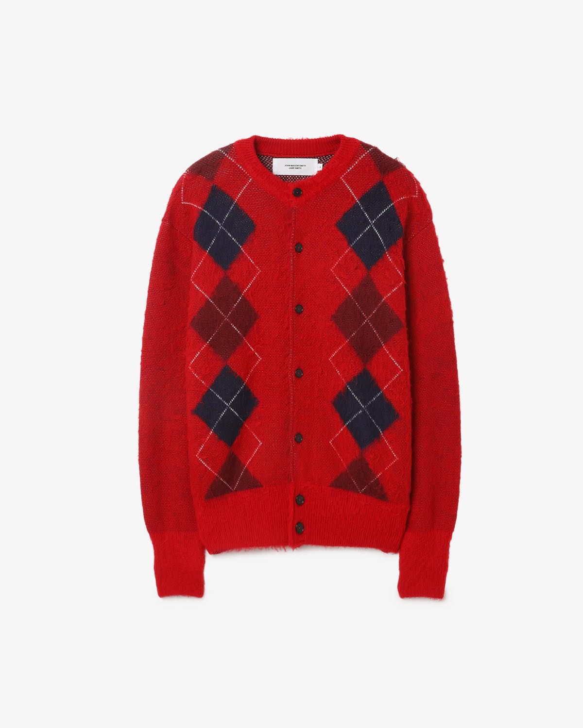 7G WOOL JACQUARD ARGYLE CREW CARDIGAN