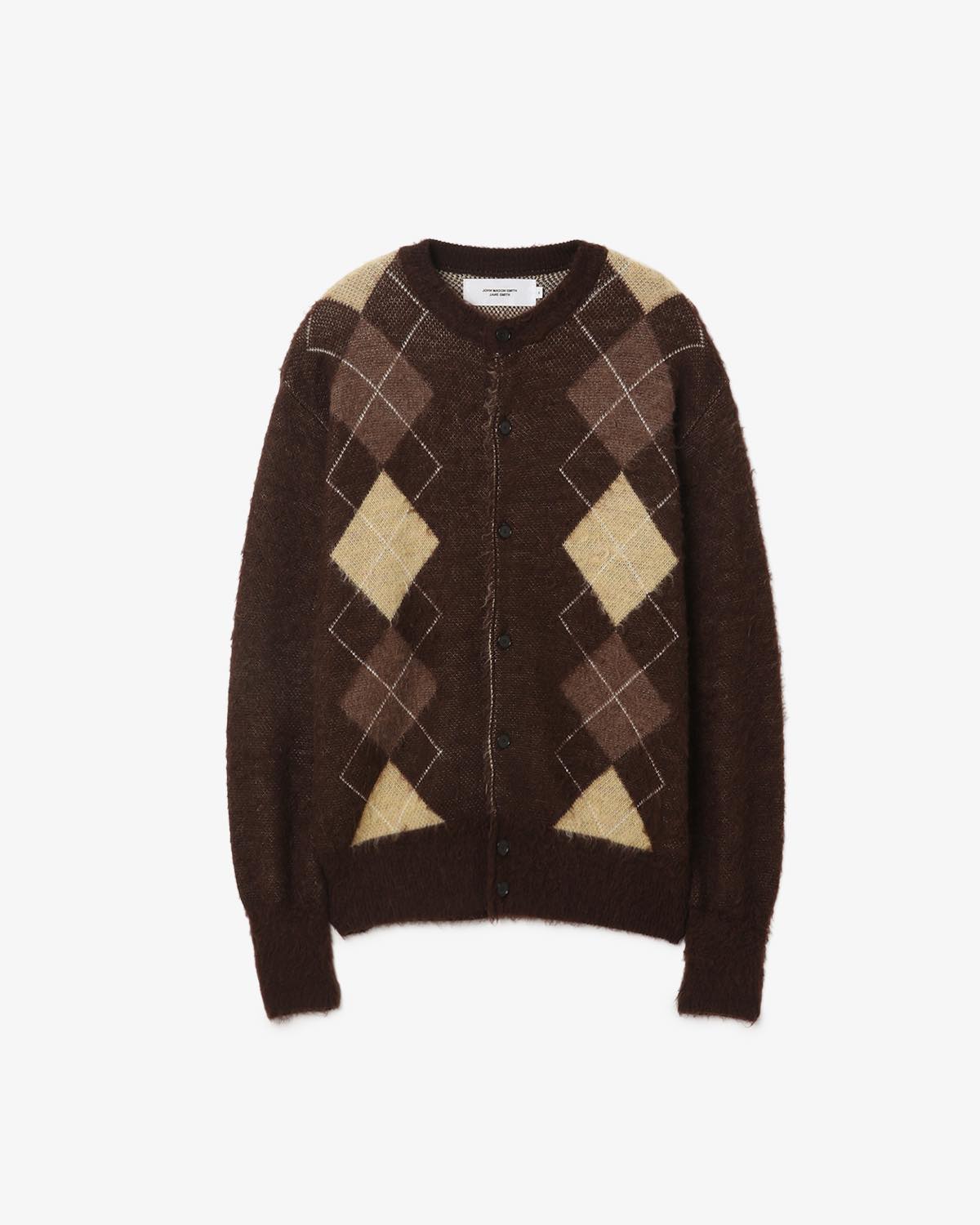 7G WOOL JACQUARD ARGYLE CREW CARDIGAN