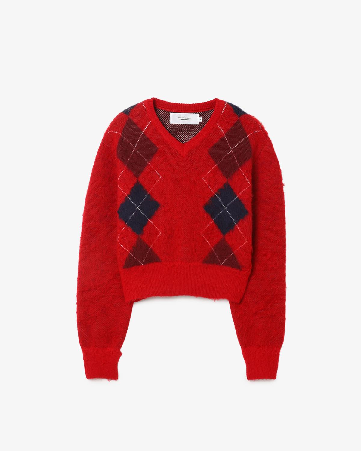 7G WOOL JACQUARD ARGYLE V NECK SHORT KNIT