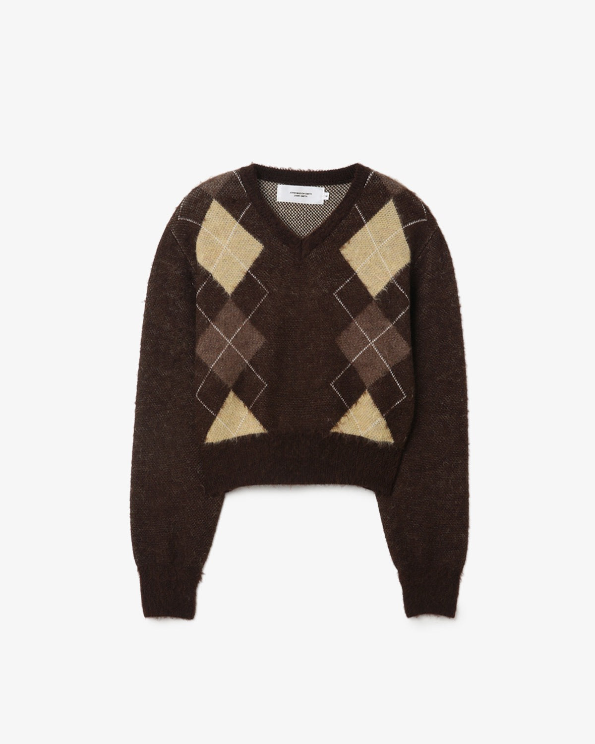 7G WOOL JACQUARD ARGYLE V NECK SHORT KNIT