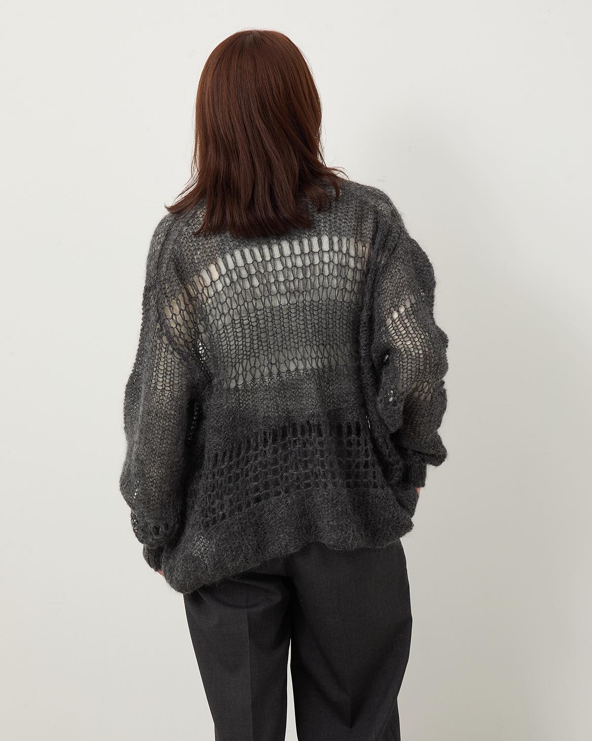 MOHAIR RANDOM BORDER CREW KNIT