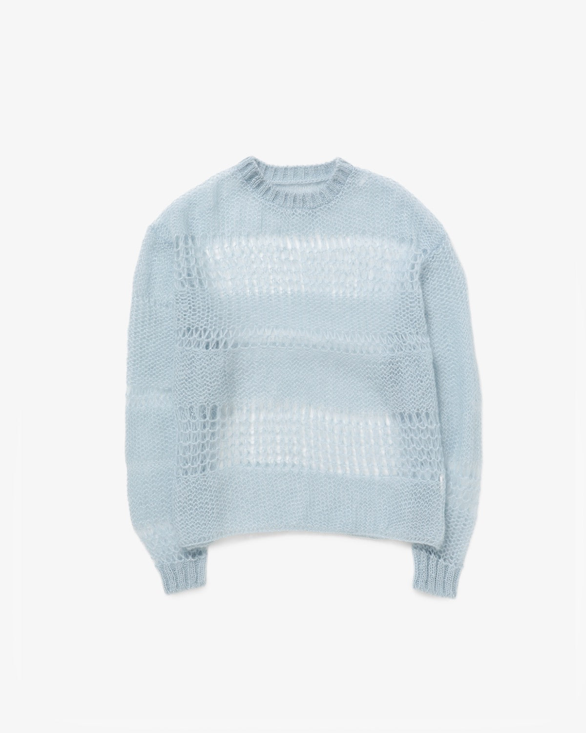 MOHAIR RANDOM BORDER CREW KNIT