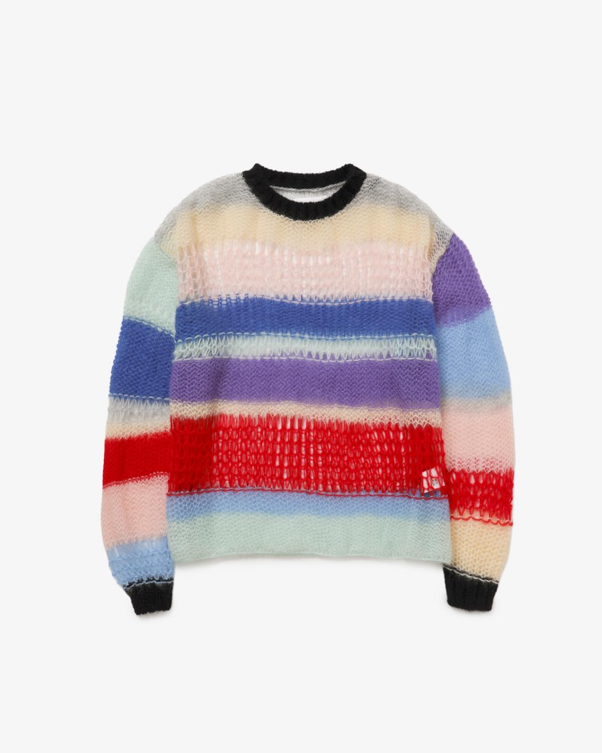 MOHAIR RANDOM BORDER CREW KNIT