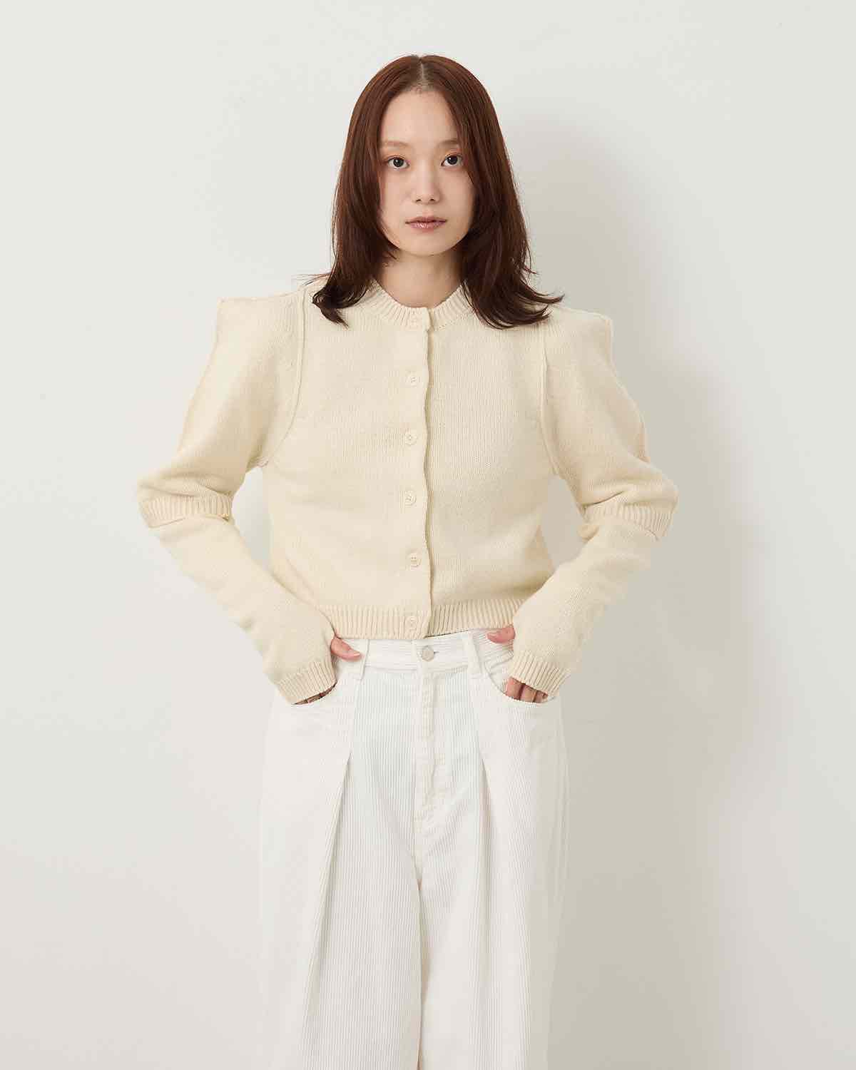 7G BIG SHOULDER CREW CARDIGAN