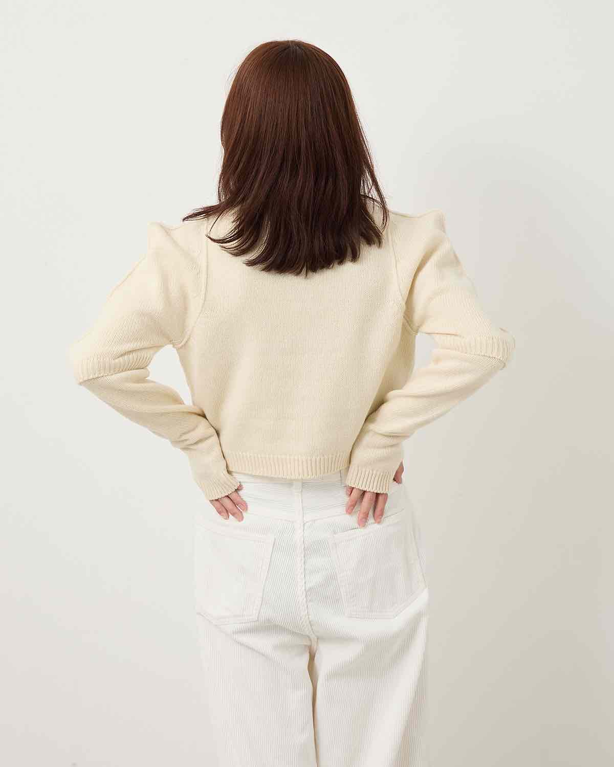 7G BIG SHOULDER CREW CARDIGAN