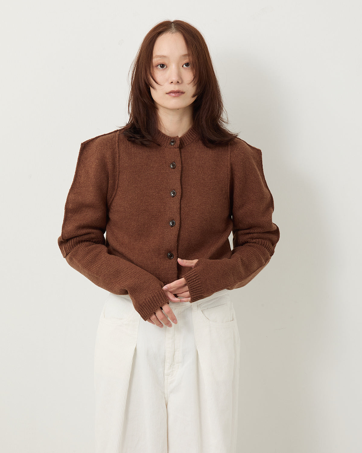 7G BIG SHOULDER CREW CARDIGAN