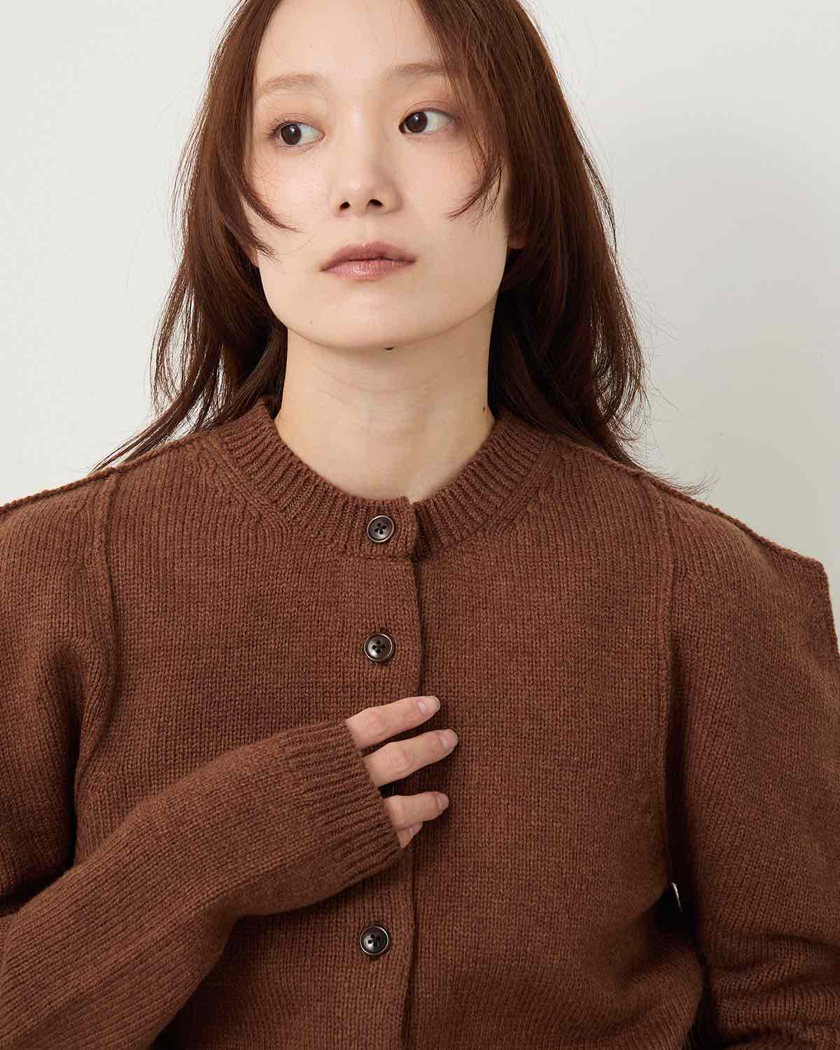 7G BIG SHOULDER CREW CARDIGAN