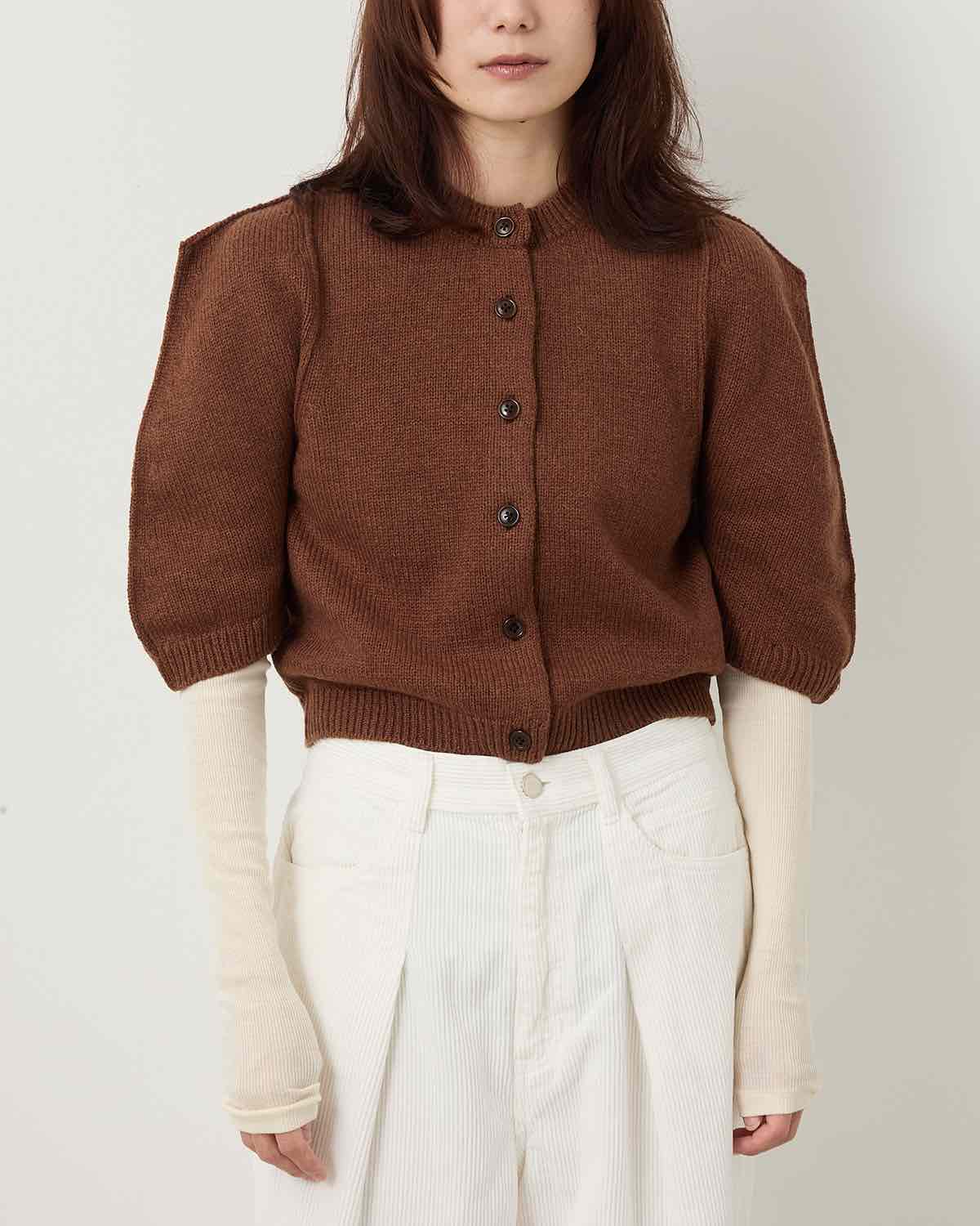 7G BIG SHOULDER CREW CARDIGAN