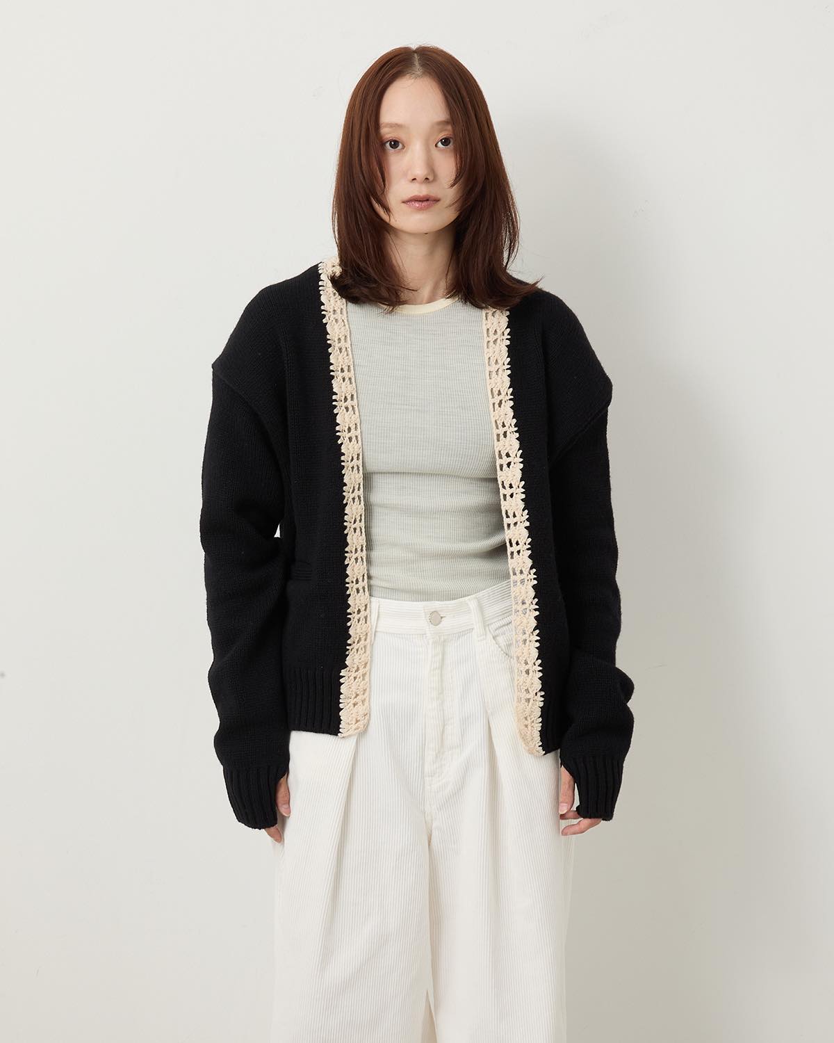 5G PLAIN STITCH AND CROCHET JACKET CARDIGAN