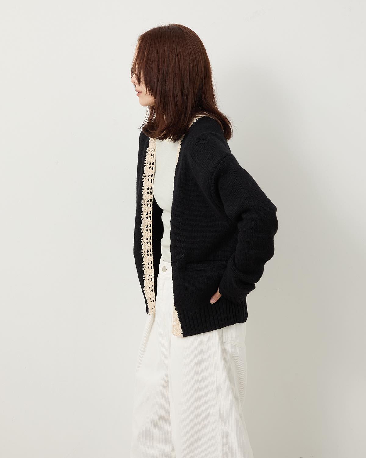 5G PLAIN STITCH AND CROCHET JACKET CARDIGAN