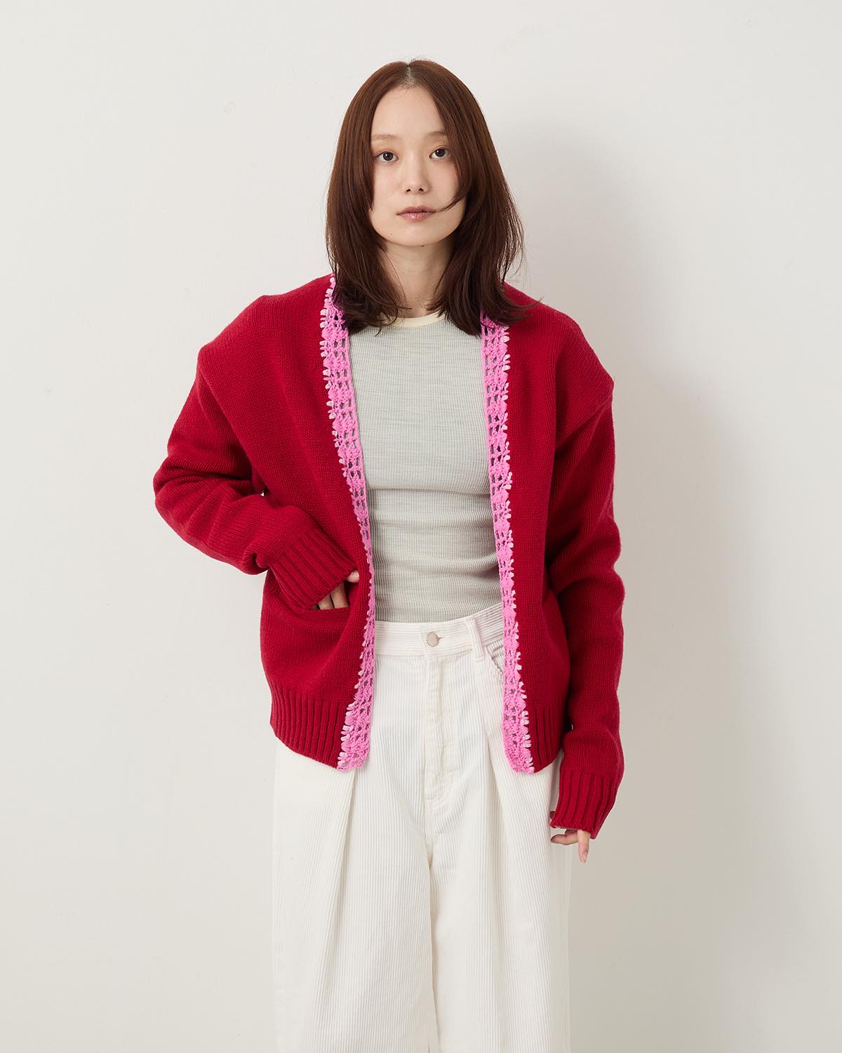 5G PLAIN STITCH AND CROCHET JACKET CARDIGAN