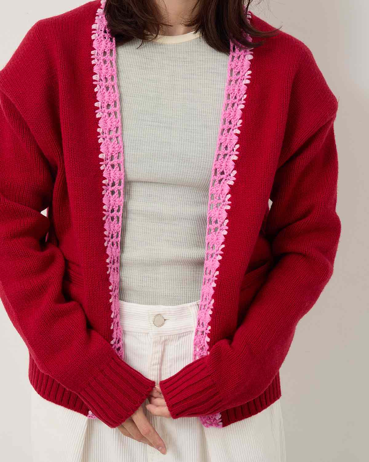 5G PLAIN STITCH AND CROCHET JACKET CARDIGAN