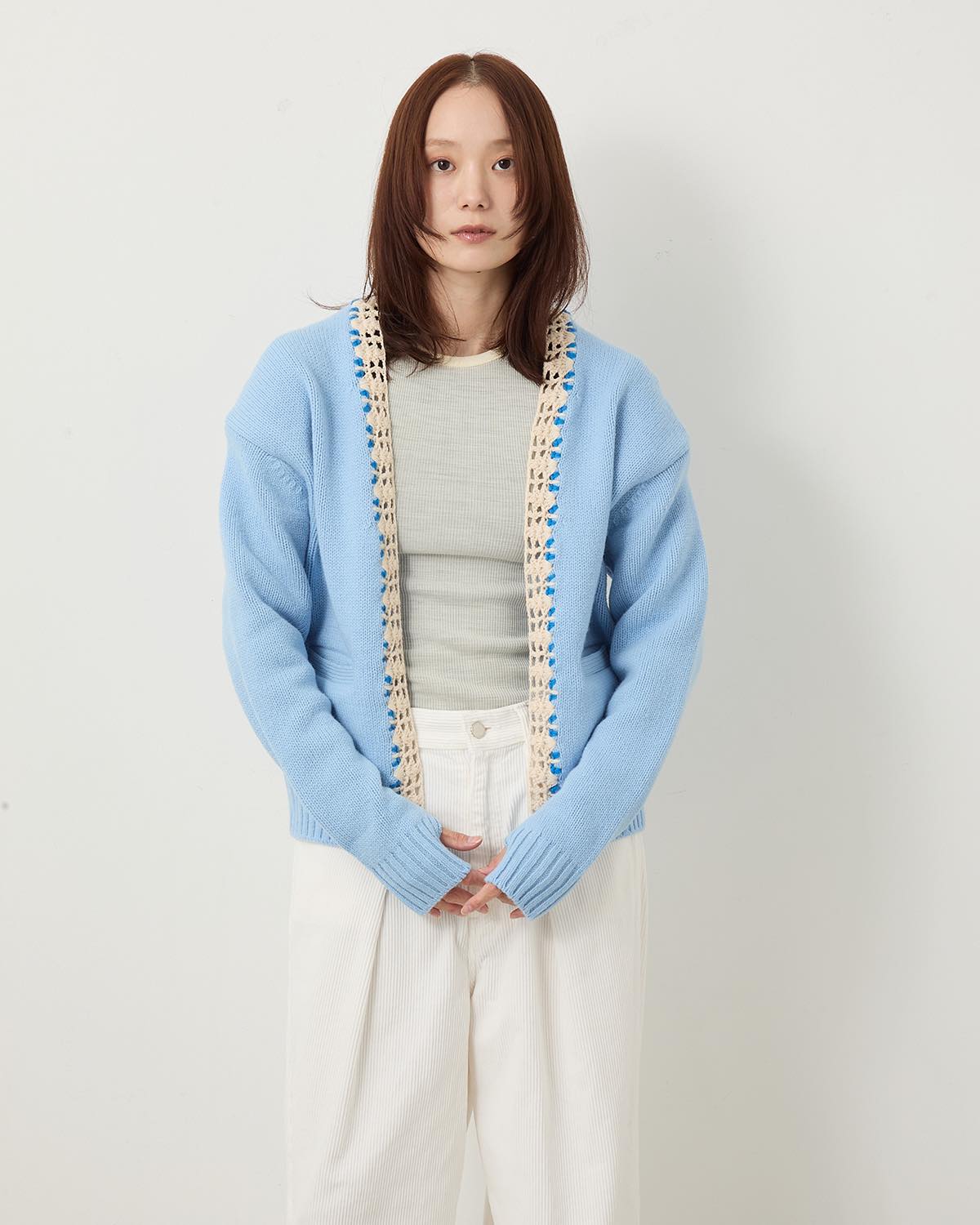 5G PLAIN STITCH AND CROCHET JACKET CARDIGAN