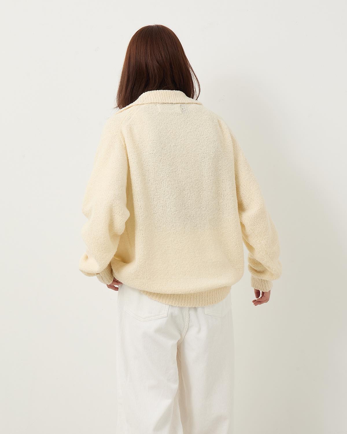5G REVERSE STICHES POLO COLLAR KNIT CARDIGAN