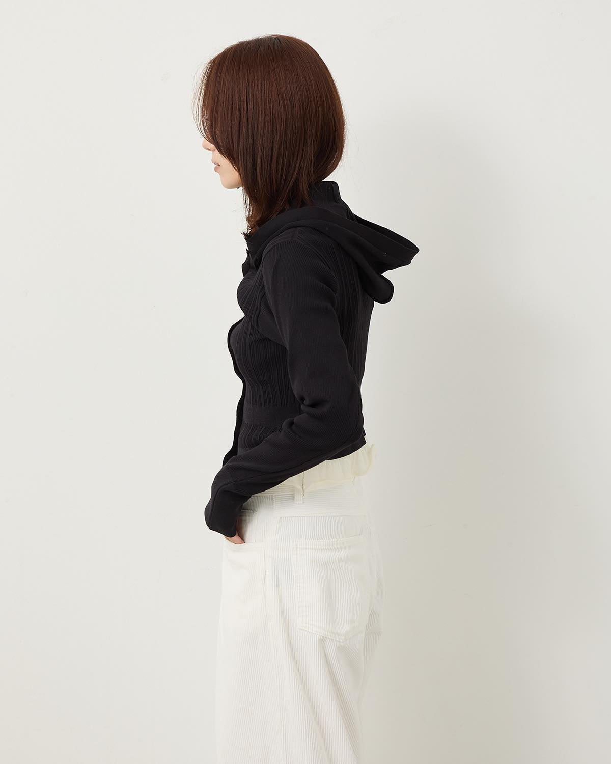 16G RIB HOOD CARDIGAN