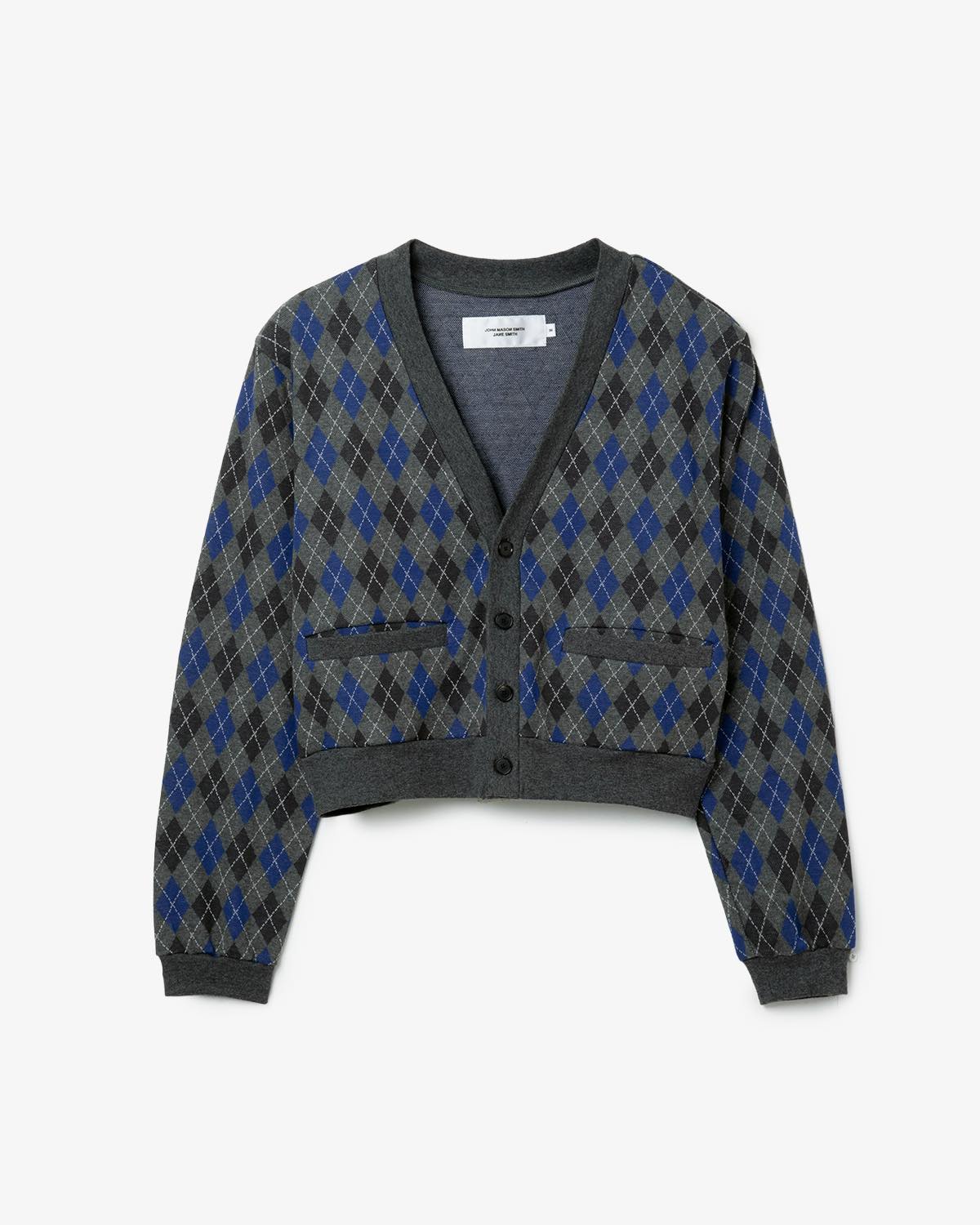 COTTON JACQUARD ARGYLE V-NECK CARDIGAN